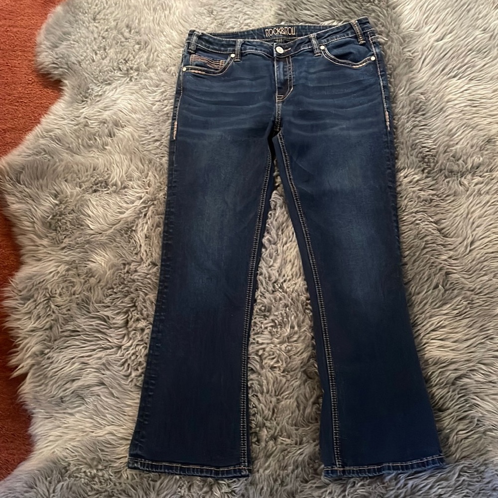 Ladies Rock & Roll Western Denim Jeans Size 32 x 30
